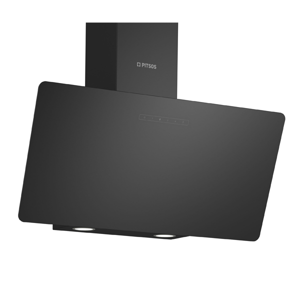 Απορροφητήρας καμινάδα PITSOS με μαύρη κρυστάλλινη επιφάνεια PTI8E66G 80cm